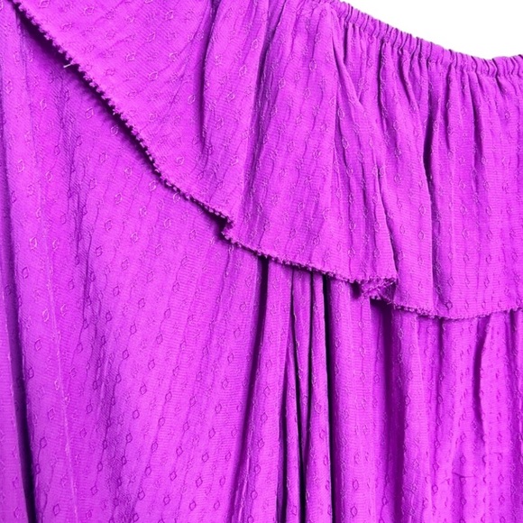 New with Tag Knox Rose Womens Purple Ruffle Polka Dot Texture Long Sleeve Blouse - Picture 10 of 16